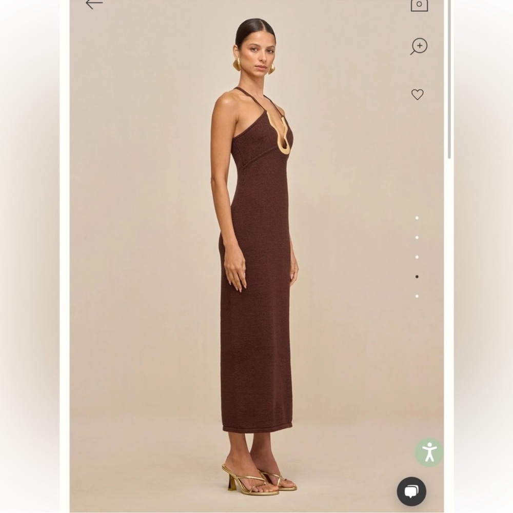 Cult Gaia Valma Halter Midi Dress with gold hardware Trim - Picture 3 of 11